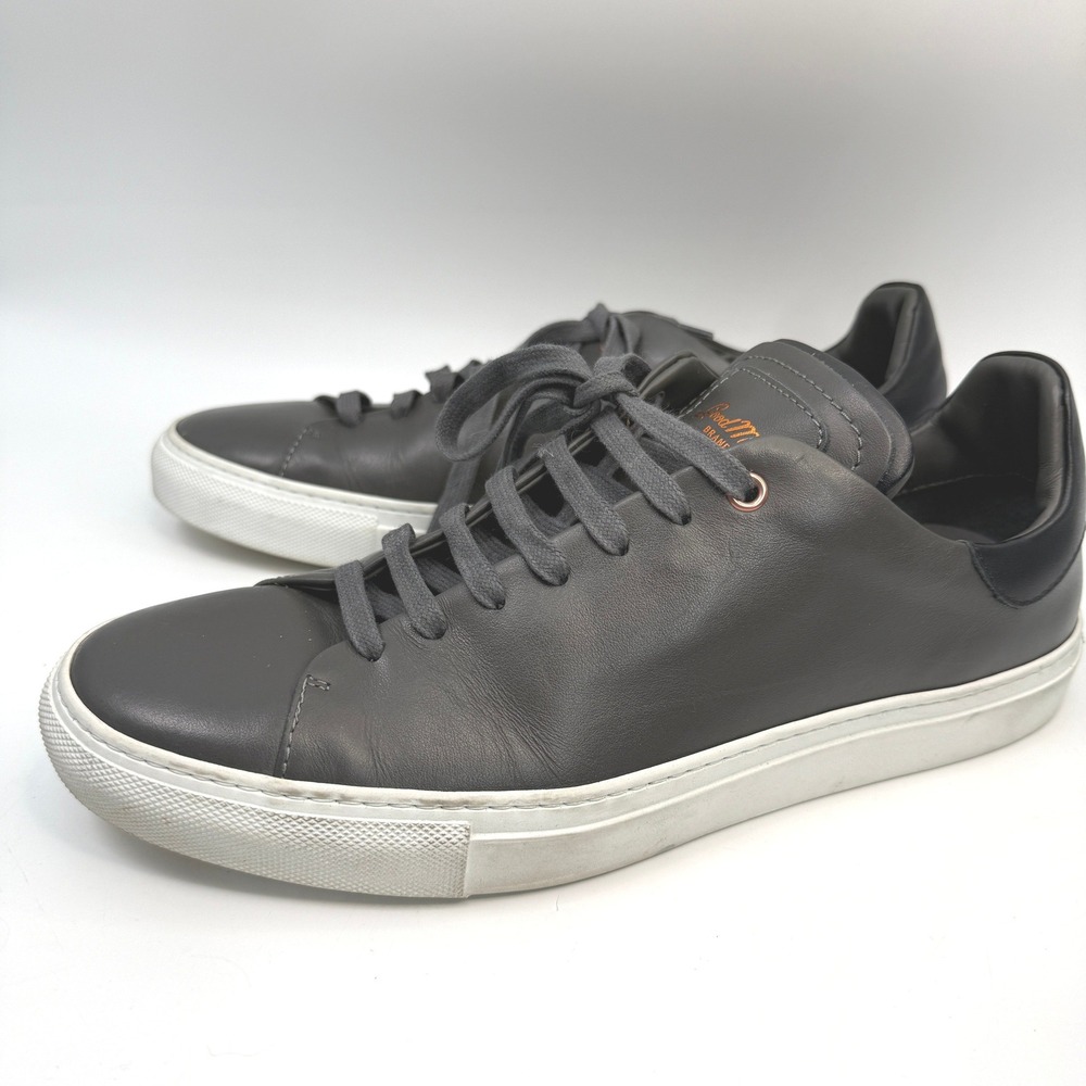 Good Man Brand Mens 9.5 Dark Gray Leather Lace Up Sneakers Minimalist Streetwear - Picture 2 of 8